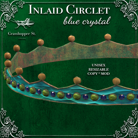 Grasshopper St Inlaid Circlet Blue Crystal