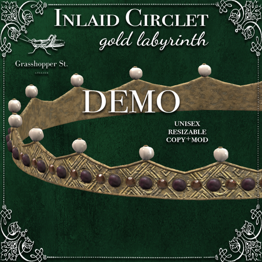 Grasshopper St Inlaid Circlet Gold Labyrinth DEMO