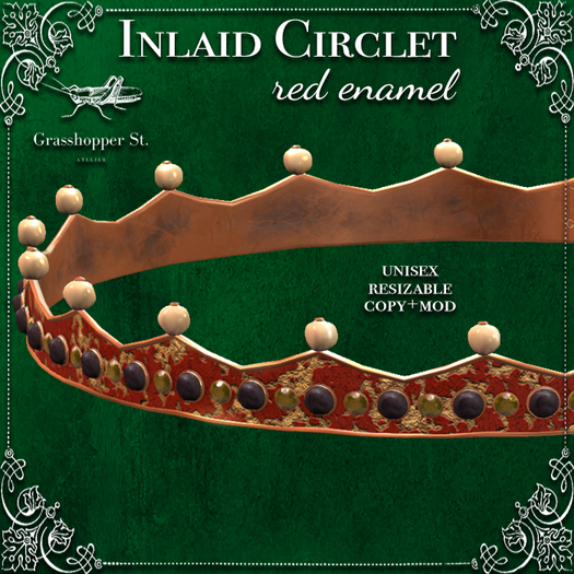 Grasshopper St Inlaid Circlet Red Enamel