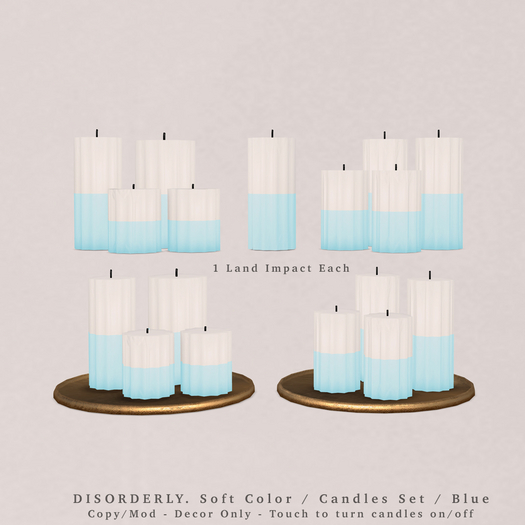 DISORDERLY. / Soft Color / Candles Set / Blue
