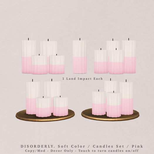 DISORDERLY. / Soft Color / Candles Set / Pink