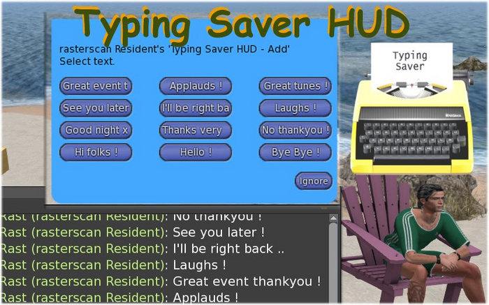 Typing Saver HUD - typing aid - white text