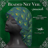 Grasshopper St Beaded Net Veil Peacock