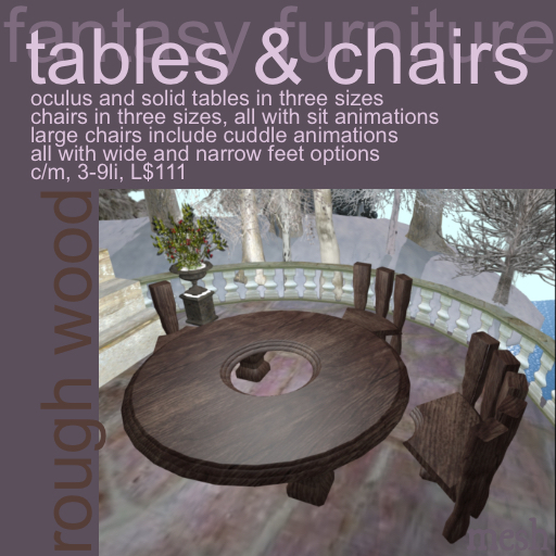 fantasy furniture - tables & chairs - rough wood