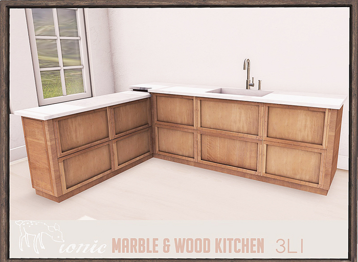 8 ionic : Marble & Wood Kitchen