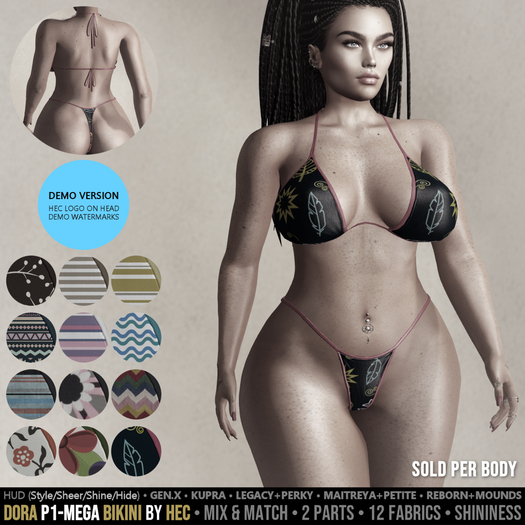 HEC DEMO - DORA Bikini PATTERNS-1 MEGAPACK