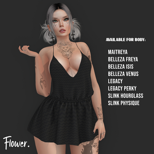 Flower. - Lucila - Dress - Dark gray