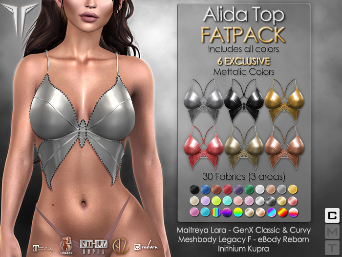 **RE** Alida Top FatPack - Maitreya, GenX, Meshbody, eBODY, Kupra
