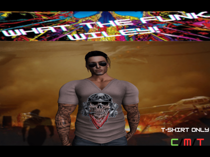 WTFW~  MESH MENS SKULL V NECK TEE - TAN