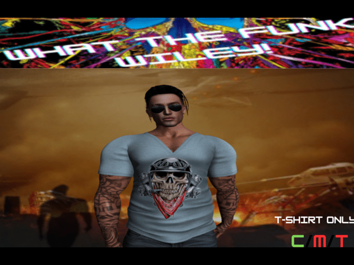 WTFW~  MESH MENS SKULL V NECK TEE -TEAL