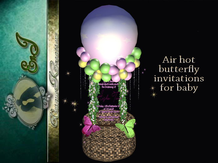 Air hot butterfly  invitations  for baby
