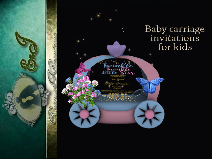 Baby carriage invitations  for kids