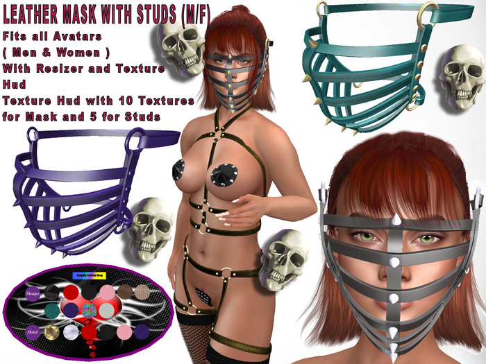 LEATHER MASK WITH STUDS (M/F)