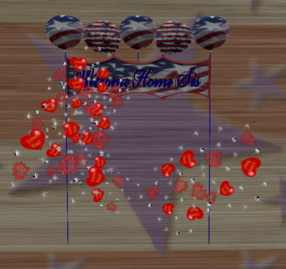 Welcome Home Sis Banner Balloons RWB Love Miss You