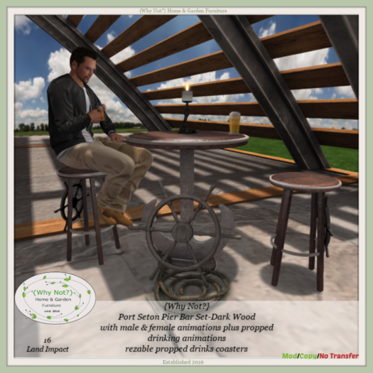 {Why Not?} Port Seton Pier Bar Set-Dark Wood-Boxed