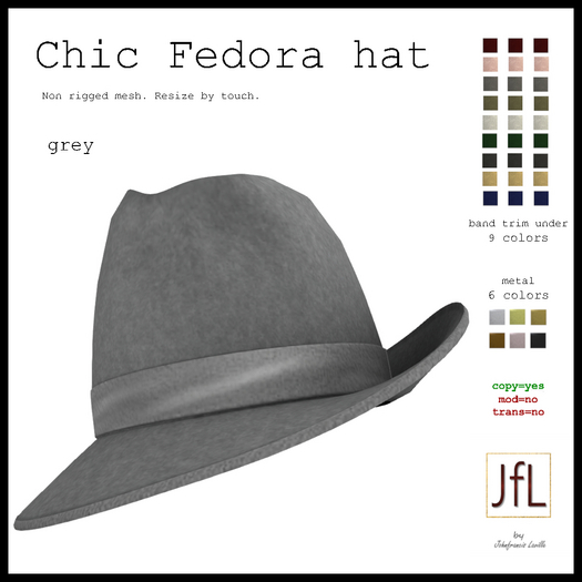JfL Chic Fedora Hat-grey-BOXED