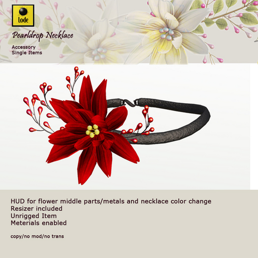 *LODE* Accessory - Pearldrop Necklace [red]