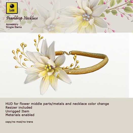 *LODE* Accessory - Pearldrop Necklace [white yellow]