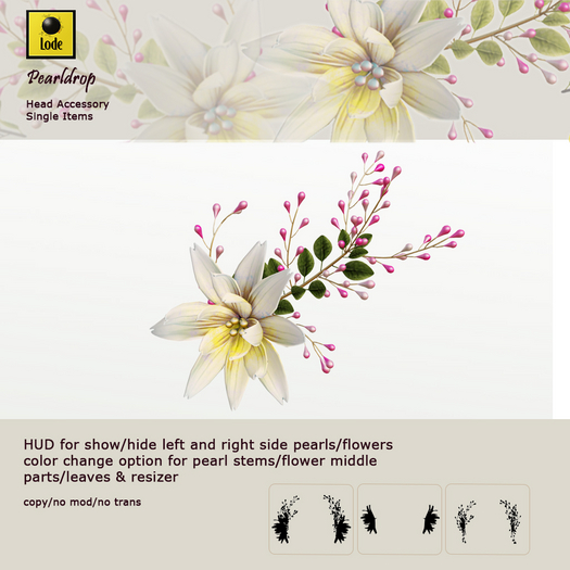 *LODE* Head Accessory - Pearldrop [white yellow]
