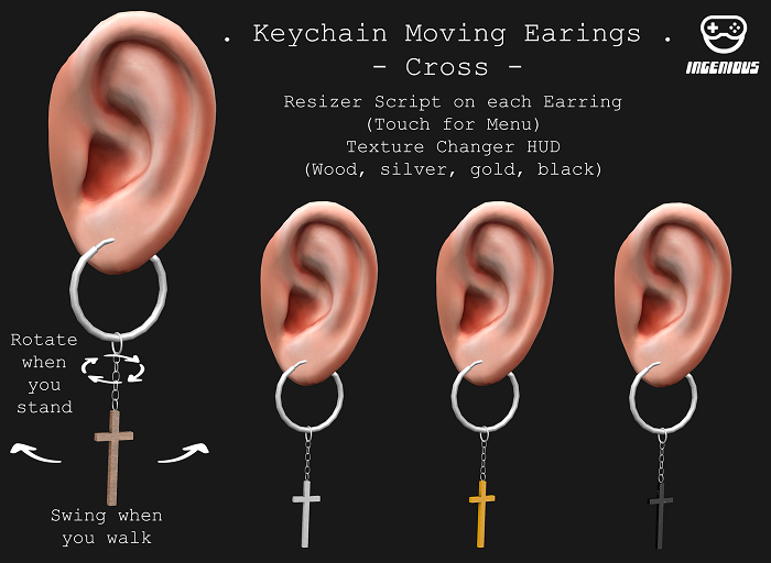 [Ingenious] Keychain Earring Cross (Wear)
