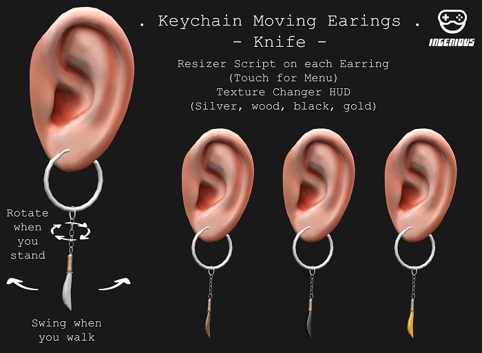 [Ingenious] Keychain Earring Knife (Wear)