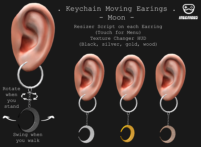 [Ingenious] Keychain Earring Moon (Wear)
