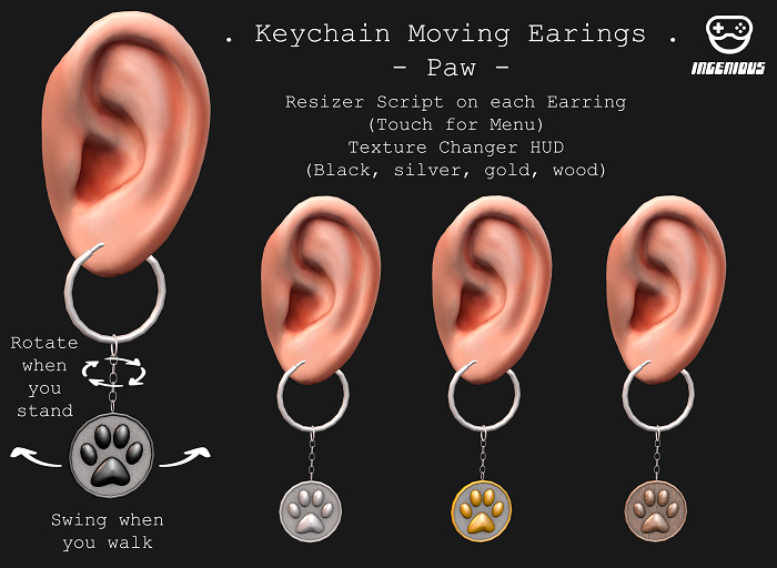 [Ingenious] Keychain Earring Paw (Wear)