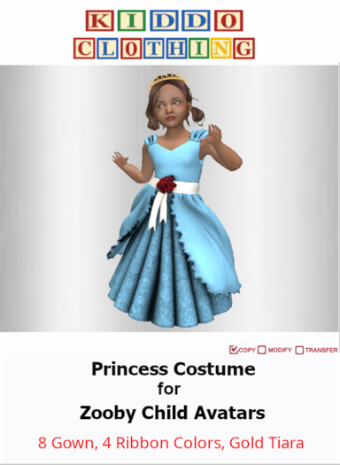 * KC * Princess Costume for Zooby Child Avatar