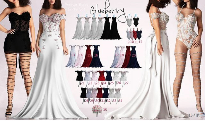 #4 Blueberry -ForeverBerry-Long-NoStrap- White/Mixed - M RARE