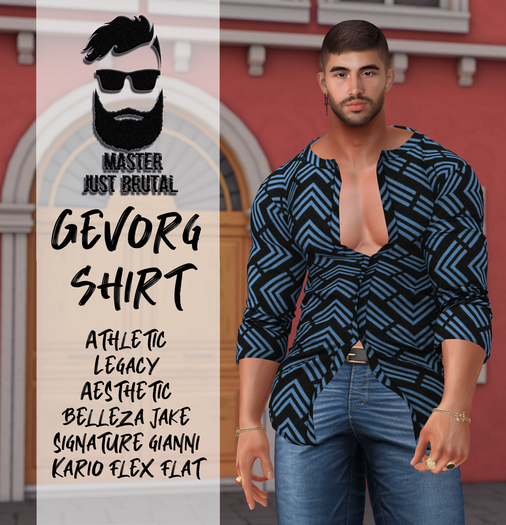 MJB Gevorg Shirt  art-deco-blue-print