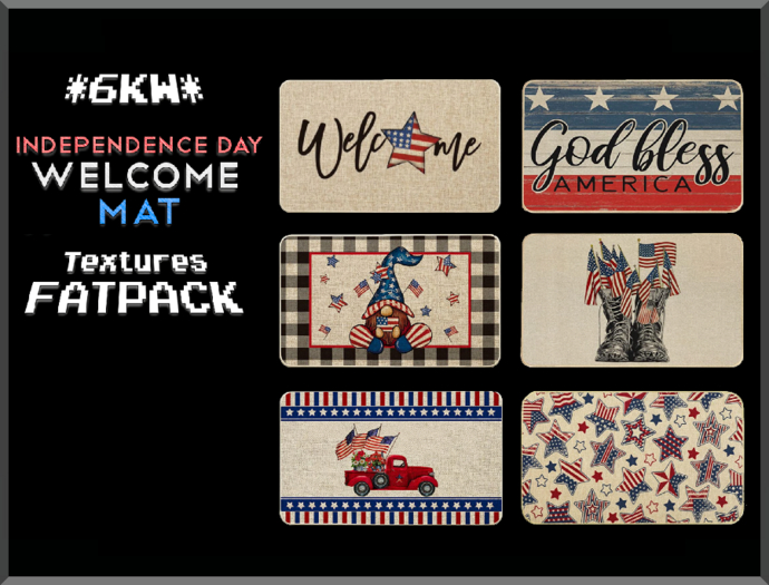*6KW* FULL PERM Independence Day Welcome Mat Textures FATPACK