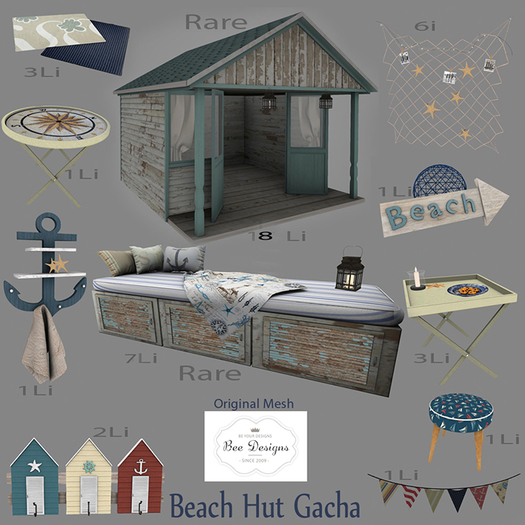 .:Bee Designs:. Beach Hut Gacha - Stool