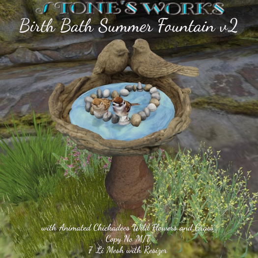 Bird Bath Summer v2 Stone's Works