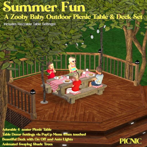 Zooby Animesh Baby Scripted Picnic Table & Deck Set (Boxed)