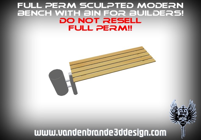 ~Full perm sculpted bench + bin modern + sculpted maps for builders Only on the marketplace!