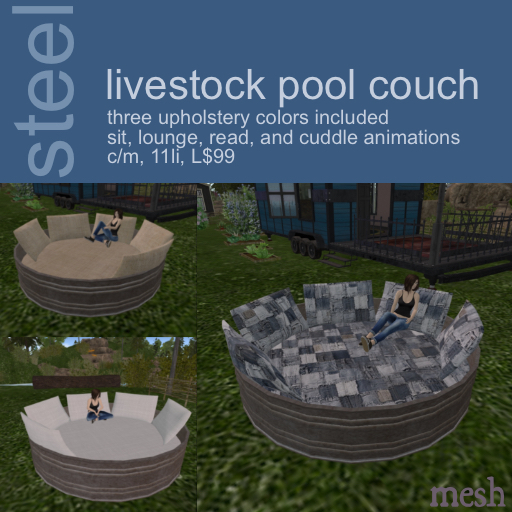 livestock pool couch - steel