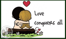 1136 - Love Conquers All - Cute little couple - Greeting Card