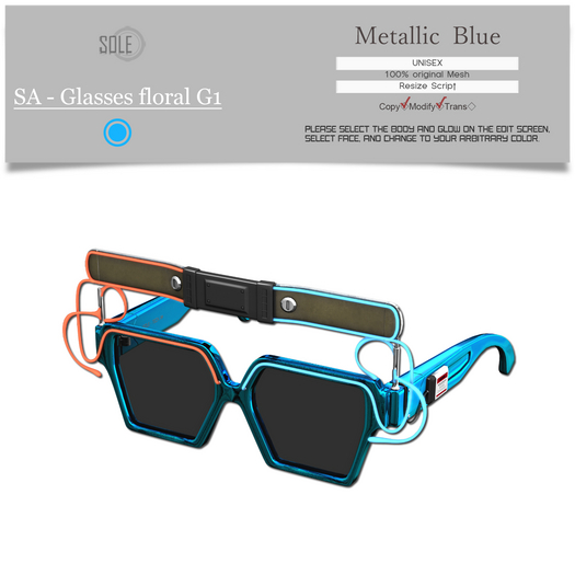 :::SOLE::: SA - Glasses floral G1 (Metallic Blue)