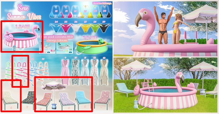 Sese - Summer Vibes - Pool Flamingo RARE Set