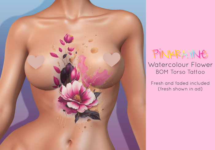 PinkRayne BOM Watercolour Flower Tattoo DEMO