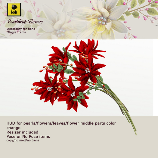 *LODE* Accessory - Pearldrop Flowers [red]