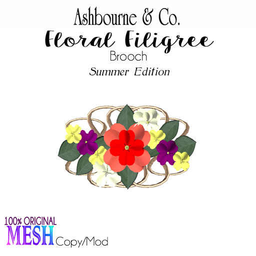 A & Co. Floral Filigree Summer Ed. Brooch