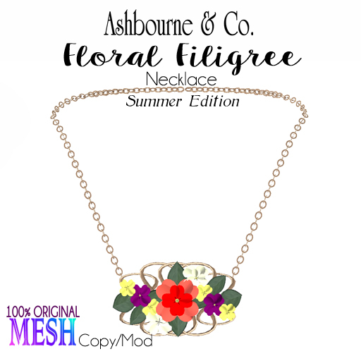 A & Co. Floral Filigree Summer Ed. Necklace