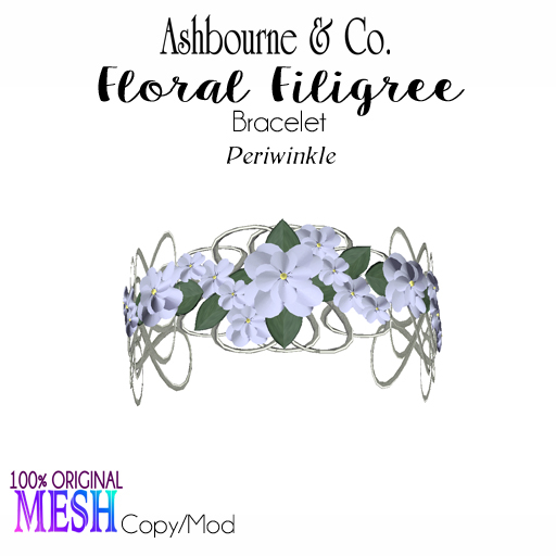 A & Co. Periwinkle Floral Filigree Bracelet