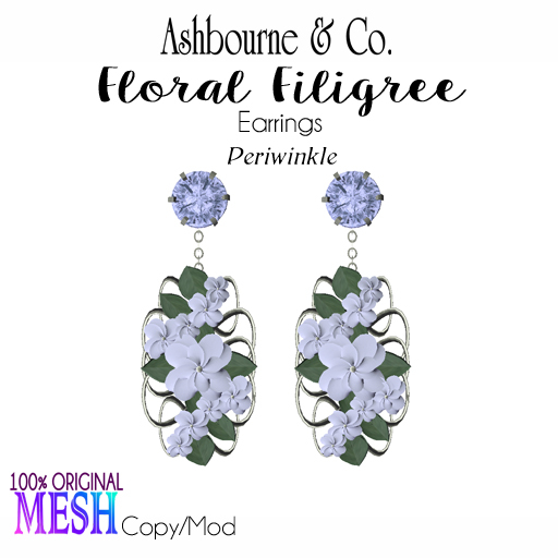 A & Co. Periwinkle Floral Filigree Earrings