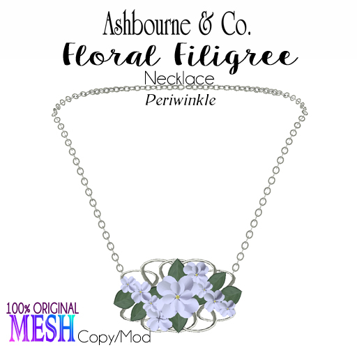 A & Co. Periwinkle Floral Filigree Necklace