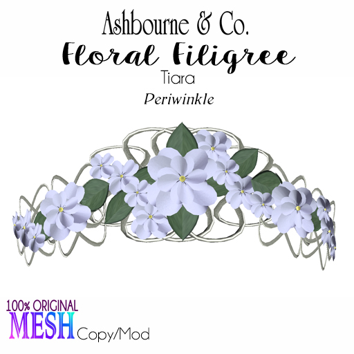 A & Co. Periwinkle Floral Filigree Tiara
