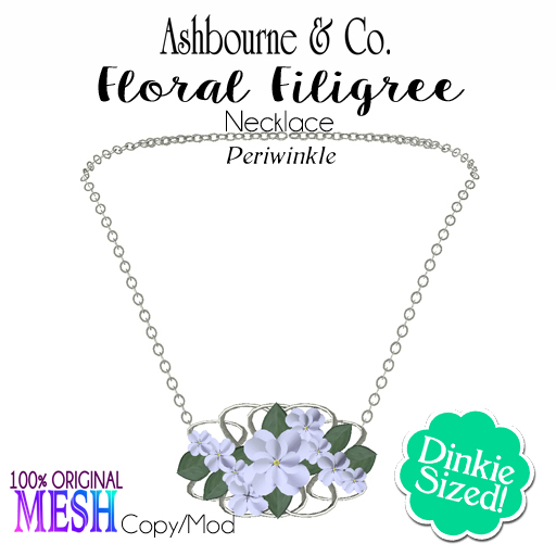 A&Co. Periwinkle Floral Filigree Necklace Dinkie