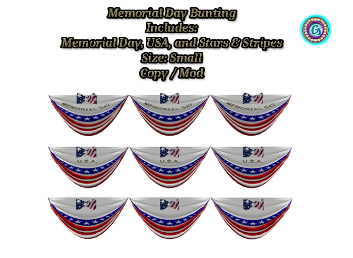 G * Memorial Day USA Stars & Stripes Bunting Small