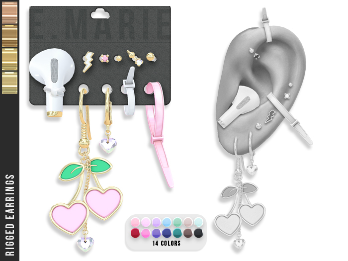 e.marie // Cherry Earrings - Golds